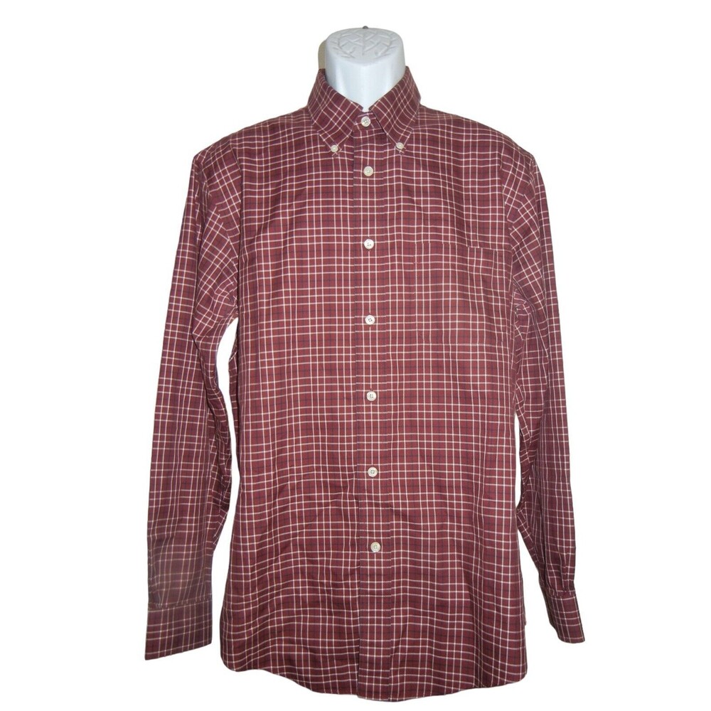 Brooks Brothers Regent Fit Shirt Mens Large Red Plaid Button Down Long Sleeve